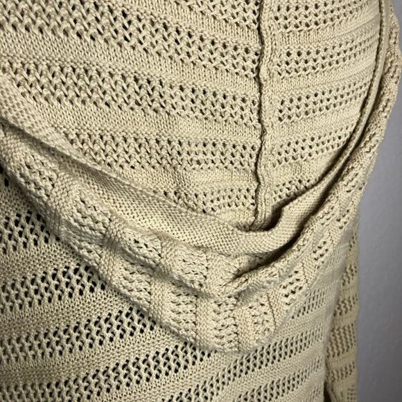 II Sisters tan open crochet knit v neck hooded sweater tunic size M/L - Picture 13 of 16